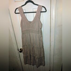 Siya Women's Tan Sleeveless Layered Mini Dress